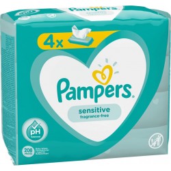 Pampers Lingettes bébé Sensitive 4&nbsp;Paquets 208&nbsp;Lingettes