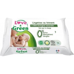 Love & Green Lingettes au Liniment à l’Huile d’Olive Bio x56