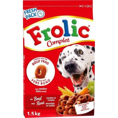 Frolic Complet Croquettes moelleuses Chiens Boeuf Carottes Céréales 1,5Kg (lot de 3 soit 4,5Kg)