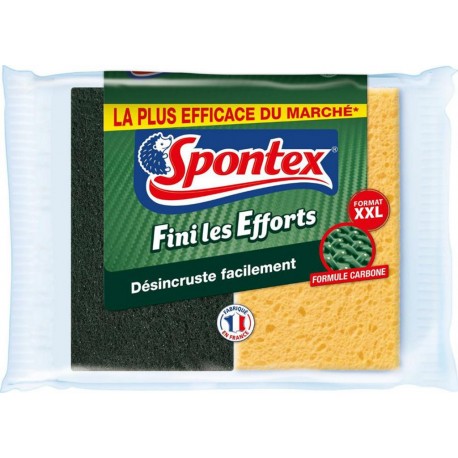 Spontex Eponge La Plus Efficace Du Marché Fini les Efforts Format XXL Par 2 (lot de 2 soit 6 éponges)