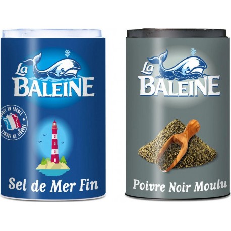 La Baleine Duo Sel de Mer Fin 50g + Poivre Noir Moulu 18g