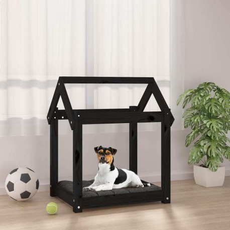 NC Lit Pour Chien Noir 61x50x70 Cm Bois De Pin Solide Vidaxl
