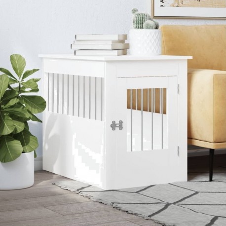 Meuble De Cage Pour Chiens Blanc 55x80x68 Cm Bois D'ingénierie Vidaxl