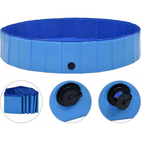 NC Piscine Pliable Pour Chiens Bleu 160x30 Cm Pvc Vidaxl