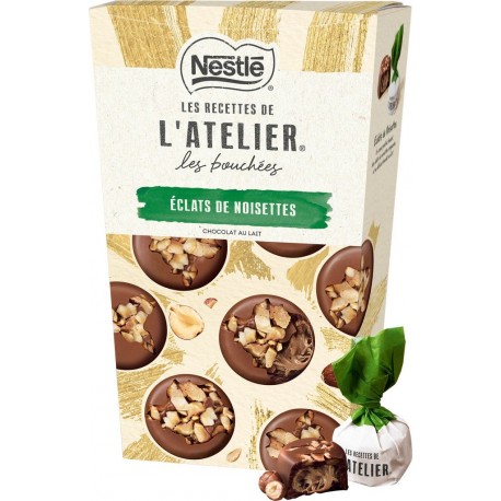Nestlé LES RECETTES DE ATELIER Chocolat au lait éclats de noisettes les bouchées 262g