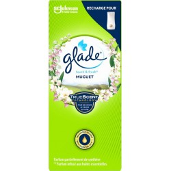GLADE TOUCH & FRESH DIFFUSEUR PASSIF BOITE CARTON MUGUET 10ML 1CT RECHARGE MULTI USAGE BOITIER SPRAY