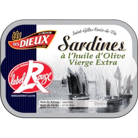 Le Trésor des Dieux Sardines à l'huile d'olive Label Rouge 86.3g égoutté 115g
