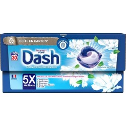DASH TOUT-EN-1 PODS LESSIVE LIQUIDE NON ECOLOGIQUE 582GR CONCENTRE MULTIUSAGES 30CT MACHINE