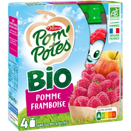 Materne Compote Pom'Potes Pomme/Framboise bio 4x90g 360g