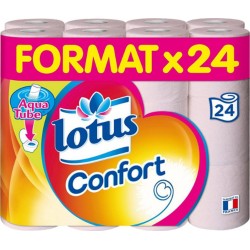 Lotus Confort Papier Toilette rose Aqua Tube x24 (lot de 2 soit 48 rouleaux)