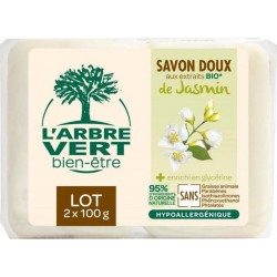 L'Arbre Vert L’Arbre Vert Savon Doux aux Extraits Bio de Jasmin par 2 de 100g (lot de 6 soit 12 savons)