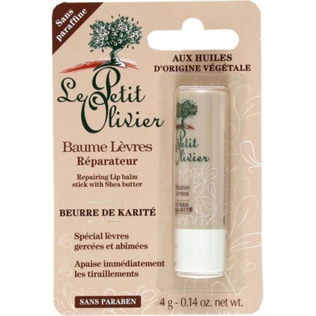 Le Petit Olivier Baume Lèvres Réparateur Beurre de Karité Sans Paraben 4g (lot de 3)