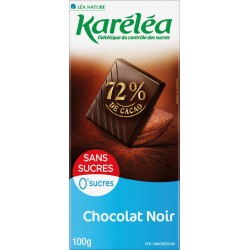 Karelea Chocolat noir 72% sans sucres 100g