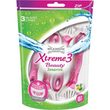 Wilkinson Sword Extra 3 Beauty Sensitive Rasoirs Jetables pour Femme par 8