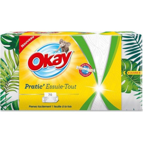 Okay Pratic’ Essuie-Tout Format Pratique 70 Feuilles (lot de 6)