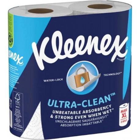 KLEENEX ULTRA-CLEAN ESSUIE-TOUT 2 ROULEAUX MAXI XL (lot de 3 soit 6 rouleaux)