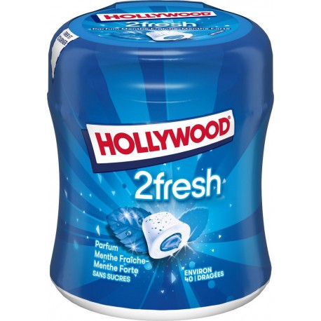 HOLLYWOOD Chewing gum menthe fraîche forte sans sucres 40 dragées