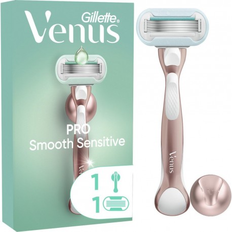 GILLETTE Rasoir Pour Femme Pro Smooth Sensitive Peau Sensible le paquet avec 1 manche et 1 recharge de lames