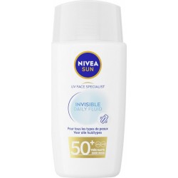 NIVEA Crème solaire Fluide Visage Spf 50+ Invisible Non-grasse Non-collant, Effet Mat Sun 40ml