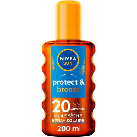 NIVEA Crème solaire Huile Corps Spf 20 Protection et Bronzage Activateur de Bronzage Sun 200ml