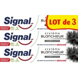 SIGNAL Dentifrice Charbon Actif Système Blancheur lot de 3 dentifrices de 75ml