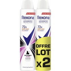 REXONA Déodorant spray Anti-transpirant 72h Invisible Pure lot de 2 sprays