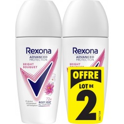 REXONA Déodorant bille Anti-transpirant Bright Bouquet Advanced Protection 72h Sans Alcool lot de 2 sticks