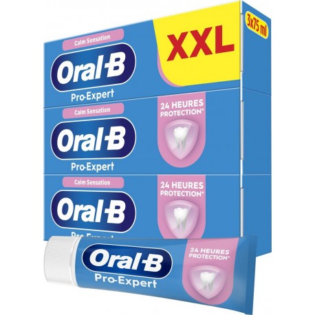 ORAL-B Dentifrice Pro-Expert Dents sensibles Calm lot de 3 paquets d'un tube de 75ml