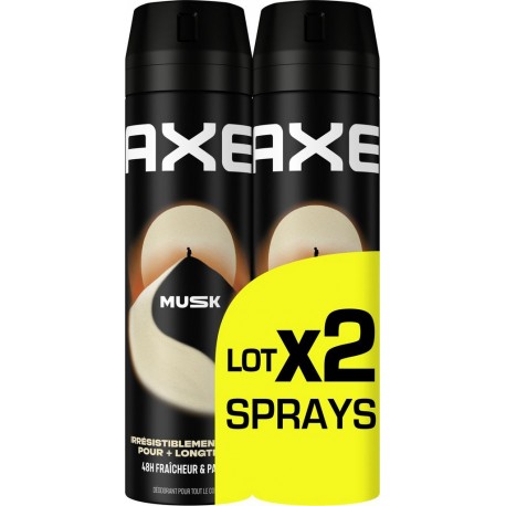 AXE Déodorant spray Homme Anti-transpirant Musk 48h lot de 2 sprays