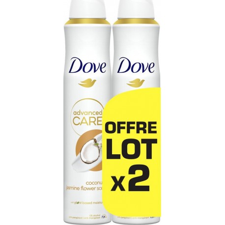 DOVE Déodorant Advanced Care à la Coco 72H lot de 2 flacons de 200ml