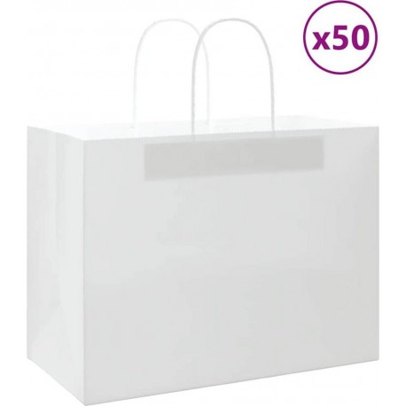 Vidaxl Sacs En Papier 50 Pcs Avec Poignées Blanc 32x17x25 Cm