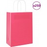 Vidaxl Sacs En Papier 250 Pcs Avec Poignées Rose 21x11x28 Cm