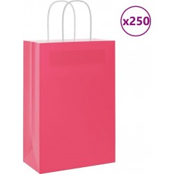 Vidaxl Sacs En Papier 250 Pcs Avec Poignées Rose 21x11x31 Cm