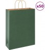 Vidaxl Sacs En Papier 50 Pcs Avec Poignées Vert 32x12x42 Cm