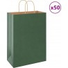 Vidaxl Sacs En Papier 50 Pcs Avec Poignées Vert 32x17x44 Cm