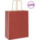 Vidaxl Sacs En Papier Bags Pcs Avec Poignées Rouge 18x8x22 Cm
