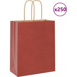 Vidaxl Sacs En Papier Bags Pcs Avec Poignées Rouge 18x8x22 Cm