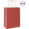 Vidaxl Sacs En Papier 250 Pcs Avec Poignées Rouge 21x11x28 Cm