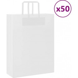 Vidaxl Sacs En Papier 50 Pcs Avec Poignées Blanc 32x12x42 Cm