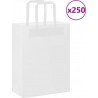 Vidaxl Sacs En Papier 250 Pcs Avec Poignées Blanc 21x11x28 Cm