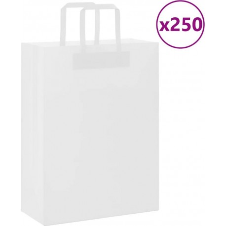 Vidaxl Sacs En Papier 250 Pcs Avec Poignées Bleu 26x12x35 Cm