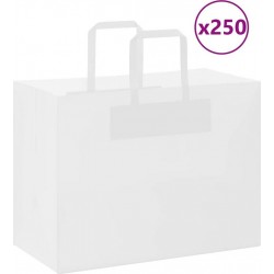 Vidaxl Sacs En Papier 250 Pcs Avec Poignées Blanc 32x17x25 Cm