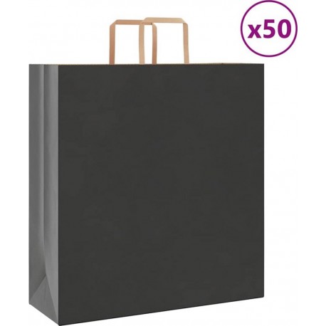 Vidaxl Sacs En Papier 50 Pcs Avec Poignées Noir 45x17x48 Cm