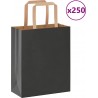 Vidaxl Sacs En Papier 250 Pcs Avec Poignées Noir 18x8x22 Cm
