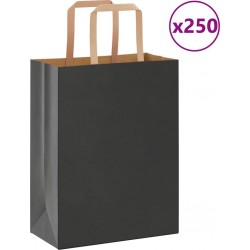 Vidaxl Sacs En Papier 250 Pcs Avec Poignées Noir 21x11x28 Cm