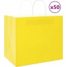 Vidaxl Sacs En Papier 50 Pcs Avec Poignées Jaune 32x22x28 Cm