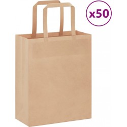 Vidaxl Sacs En Papier 50 Pcs Avec Poignées Marron 18x8x22 Cm