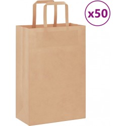 Vidaxl Sacs En Papier 50 Pcs Avec Poignées Marron 21x11x31 Cm