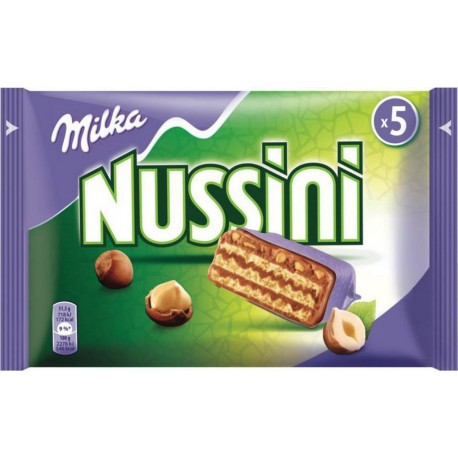 Milka Gaufrettes Nussini Chocolat Noisettes par 5 Barres 31,5g (lot de 6 soit 30 barres)