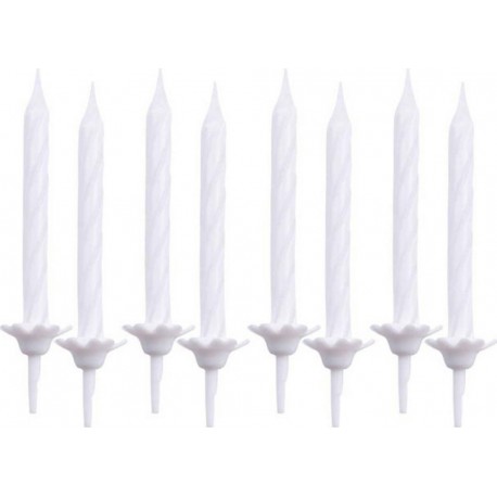 PARIS PRIX Lot De 24 Bougies D'anniversaire support 5cm Blanc